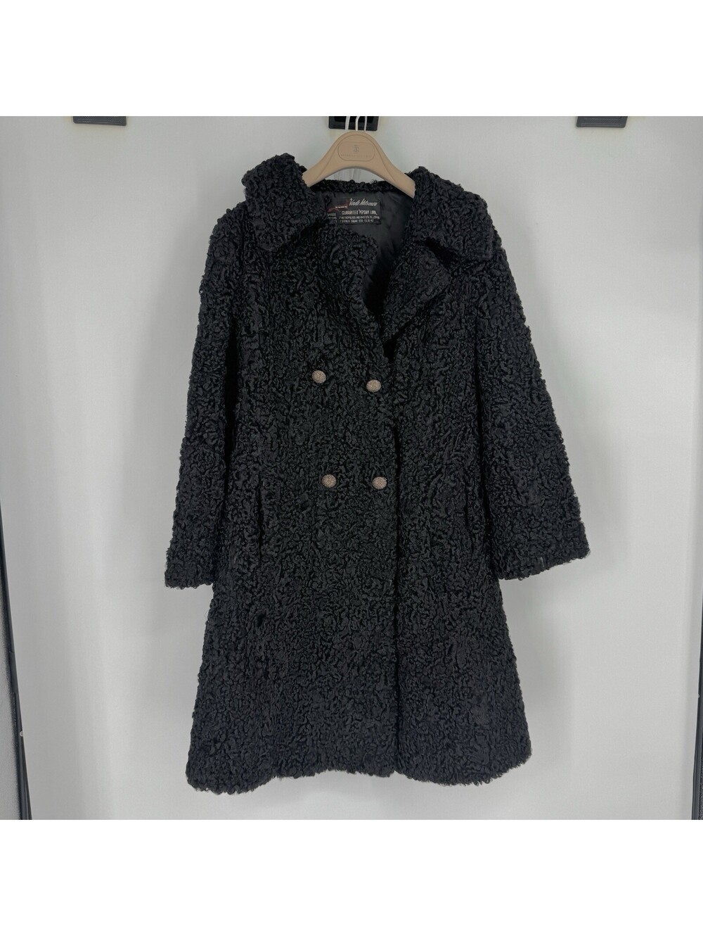Vintage persian lamb fur coat small S black old money hollywood glamour retro